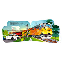 Load image into Gallery viewer, How Freight Trains Work Vehicle Shaped Board Book