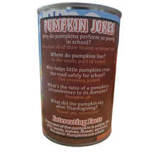 Load image into Gallery viewer, Canned Pumpkin - Fall Plush Gift in Can Jokes Pumpkin Patch: Pop Top Lid