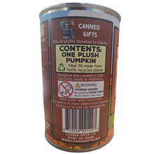 Load image into Gallery viewer, Canned Pumpkin - Fall Plush Gift in Can Jokes Pumpkin Patch: Pop Top Lid