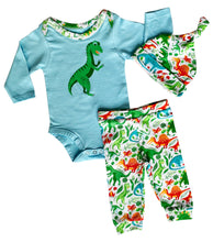 Load image into Gallery viewer, AnnLoren Boys 3 PC Baby Dinosaur Layette