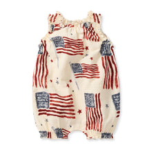 Load image into Gallery viewer, American Flag Baby Girl Bubble Romper: 0-3M