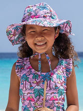 Load image into Gallery viewer, Kids UPF50+ Floppy Summer Sun Hat: Island Doodles