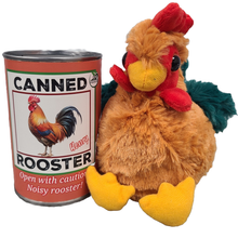 Load image into Gallery viewer, Canned Rooster | Farm Animal Plush w/Jokes | Unique Gift: Pop Top Lid