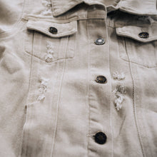 Load image into Gallery viewer, HaHa MamaKhaki Distressed Denim Jean Jacket
