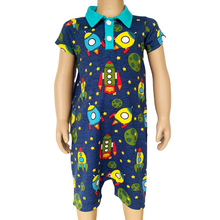 Load image into Gallery viewer, Spaceship Collar Baby Boys Romper