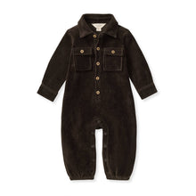 Load image into Gallery viewer, Knit Corduroy Organic Baby Boy Jumpsuit - Shadow