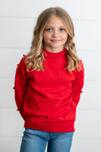 Load image into Gallery viewer, Red Pom Pom Crew Neck Sweater