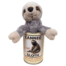 Load image into Gallery viewer, Twiggy the Canned Sloth Stuffed Animal Plush w/Funny Jokes: Pop Top Lid