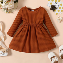 Load image into Gallery viewer, Sock Monkey Rust Long Sleeve Dress