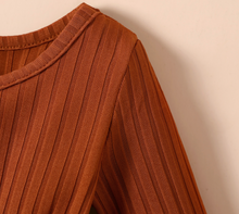 Load image into Gallery viewer, Sock Monkey Rust Long Sleeve Dress