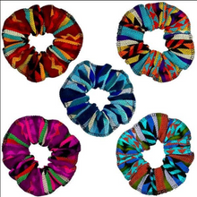Load image into Gallery viewer, Tribal Striped Peruvian & Ecquadorian Fabric Scrunchie Hair Ties