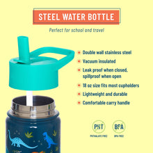 Load image into Gallery viewer, Jurassic Dinosaurs 18 oz Steel Water Bottle