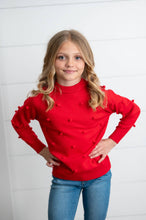 Load image into Gallery viewer, Red Pom Pom Crew Neck Sweater