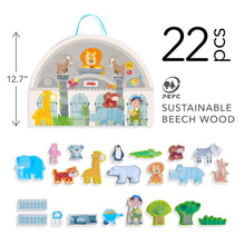 Load image into Gallery viewer, Play World at the Zoo - Interactive Wooden Animal Playset