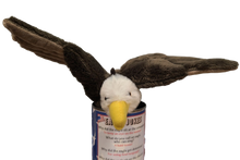 Load image into Gallery viewer, Canned Bald Eagle w/Jokes Plush Patriotic American Flag USA: Pop Top Lid