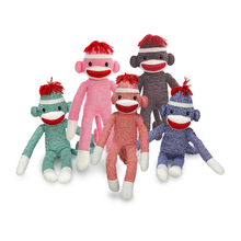 Load image into Gallery viewer, 20" Classic Sock Monkey – Stuffed Animal with Heart Patch: Brown