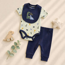 Load image into Gallery viewer, Bon Baby 3pcs Dinosaur Bodysuit Set