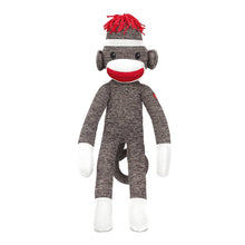 Load image into Gallery viewer, 20" Classic Sock Monkey – Stuffed Animal with Heart Patch: Brown