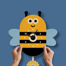 Load image into Gallery viewer, Bee Pendulum Clock - Wood