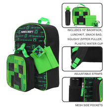 Load image into Gallery viewer, Kids Minecraft Backpack 4-Piece Combo School Supplies