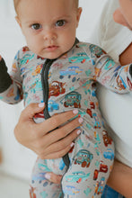 Load image into Gallery viewer, Ellie Sue Cars Bamboo Zipper Romper