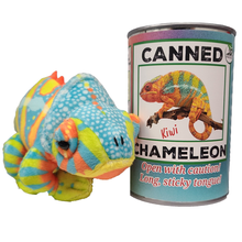 Load image into Gallery viewer, Kiwi the Canned Chameleon Stuffed Animal Plush w/Funny Jokes: Pop Top Lid
