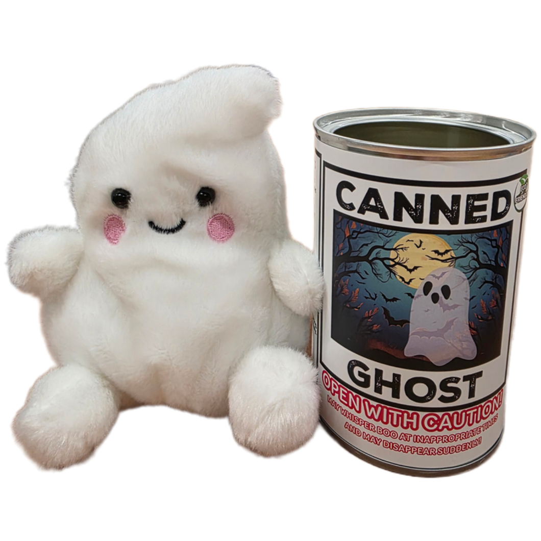 Canned Ghost- Halloween Plush Gift in Can: Pop Top Lid