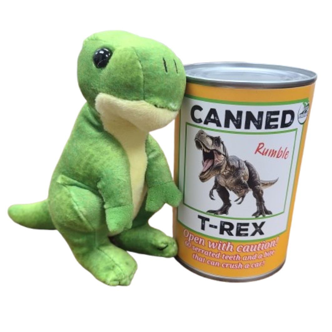 Rumble the Canned T-Rex Dinosaur Plush w/Funny Jokes: Pop Top Lid