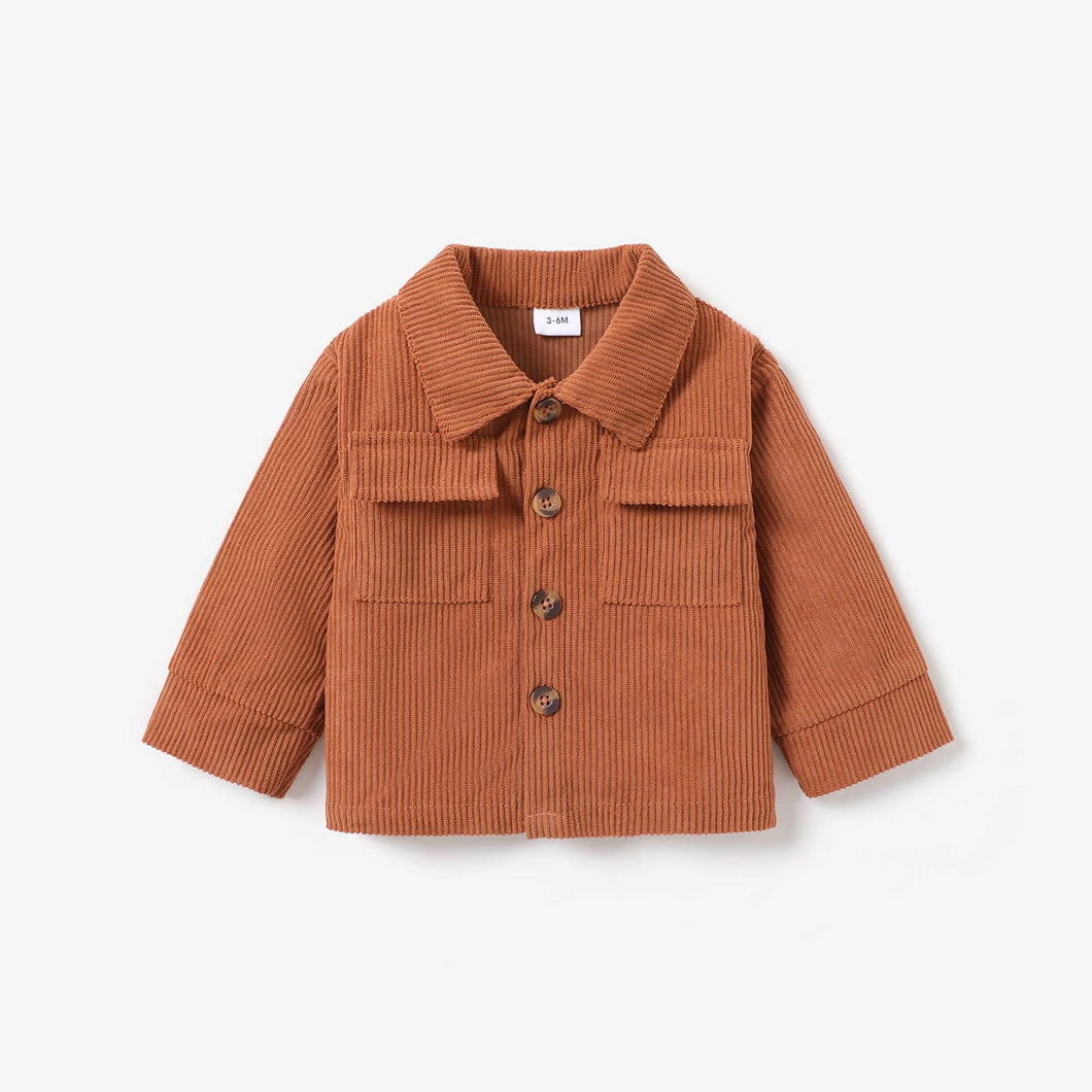 Baby Girl/Boy Classic Solid Color Long Sleeve Coat: Brown / 12-18 Months