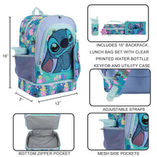 Load image into Gallery viewer, Disney Stitch Colorful Flower Print 5-Piece Backpack Set
