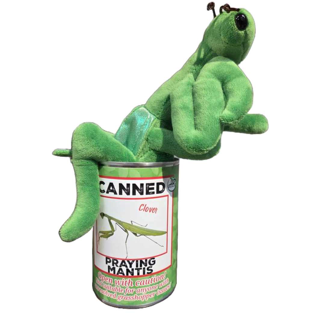Canned Praying Mantis - Bug Insect Plush Gift in Can w/Jokes: Pop Top Lid