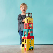 Load image into Gallery viewer, Peek-A-Boo House Stacking Blocks Play Set
