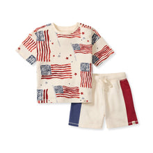 Load image into Gallery viewer, American Flag Boy Tee &amp; Shorts Set
