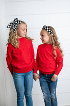 Load image into Gallery viewer, Red Pom Pom Crew Neck Sweater
