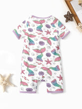 Load image into Gallery viewer, Bamboo Fiber Short Sleeve Romper Mermaid Tales
