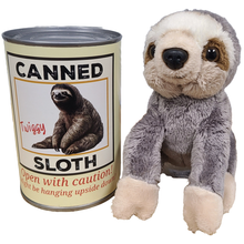 Load image into Gallery viewer, Twiggy the Canned Sloth Stuffed Animal Plush w/Funny Jokes: Pop Top Lid
