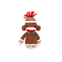 Load image into Gallery viewer, 6″ Brown Christmas Sock Monkey
