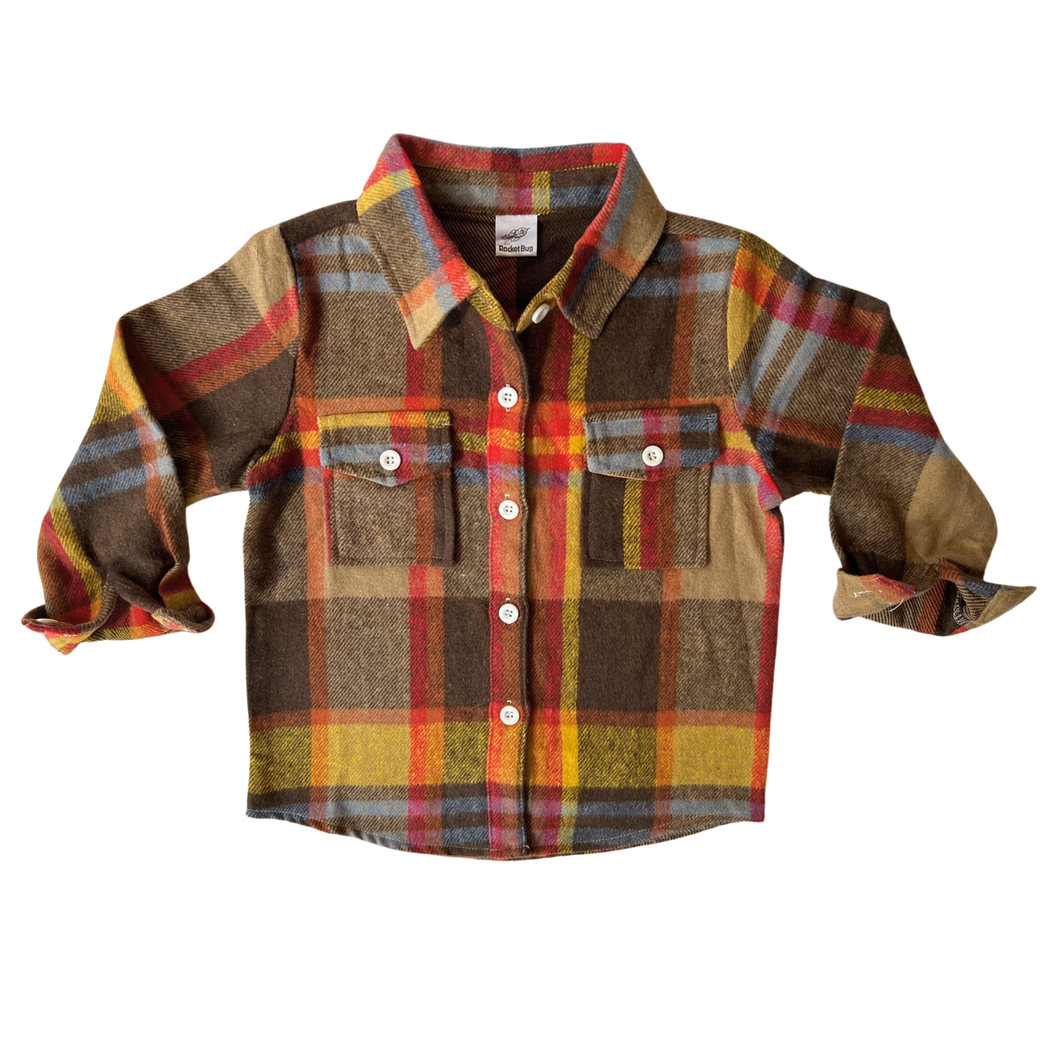Rocket Bug Cozy Soft Flannels  Brown + Red