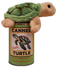 Load image into Gallery viewer, Canned Sea Turtle Stuffed Animal Plush w/Jokes | Unique Gift: Pop Top Lid
