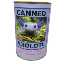 Load image into Gallery viewer, Canned Blue Axolotl Stuffed Animal Plush w/Jokes Unique Gift: Pop Top Lid
