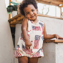 Load image into Gallery viewer, American Flag Baby Girl Bubble Romper: 0-3M
