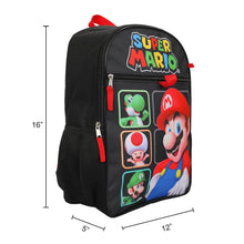 Load image into Gallery viewer, Super Mario Bros Character Grid 16 inch Youth 5-Piece Backpack Set
