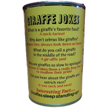 Load image into Gallery viewer, Patches the Canned Giraffe - Stuffed Animal Plush w/Jokes: Pop Top Lid
