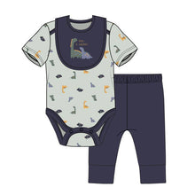 Load image into Gallery viewer, Bon Baby 3pcs Dinosaur Bodysuit Set
