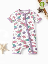 Load image into Gallery viewer, Bamboo Fiber Short Sleeve Romper Mermaid Tales
