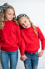 Load image into Gallery viewer, Red Pom Pom Crew Neck Sweater
