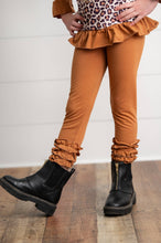 Load image into Gallery viewer, Rust &amp; Leopard Ruffle Zip Up Carmel Pant Set
