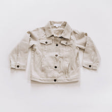 Load image into Gallery viewer, HaHa MamaKhaki Distressed Denim Jean Jacket
