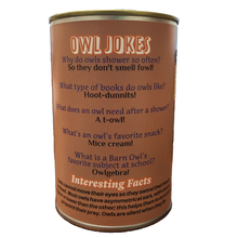Load image into Gallery viewer, Hoot the Canned Owl Stuffed Animal Plush in Can Funny Jokes: Pop Top Lid
