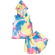 Load image into Gallery viewer, AnnLoren Tie Dye Hoodie Top &amp; Shorts
